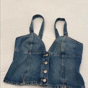 Zara Denim Button-Up Crop Top